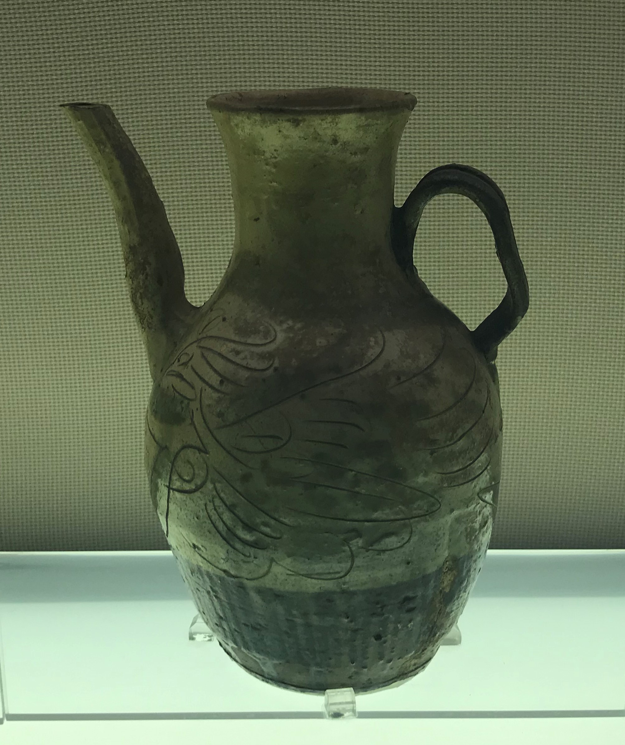 宋耀州窯青釉龍鳳呈祥倒流壺仿古磁器古玩古器物コレクション古風古置物