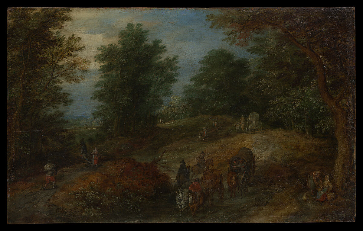 【森の小道に旅行者がいる風景　 Landscape with Travelers on a Woodland Path】フランドル‐バロック時代風景画家‐ヤン・ブリューゲル・エルダー（Jan Brueghel the Elder）