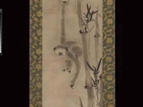 【竹猿猴図（ちくえんこうず）　Gibbon and Bamboo】安土桃山時代‐雪村周継