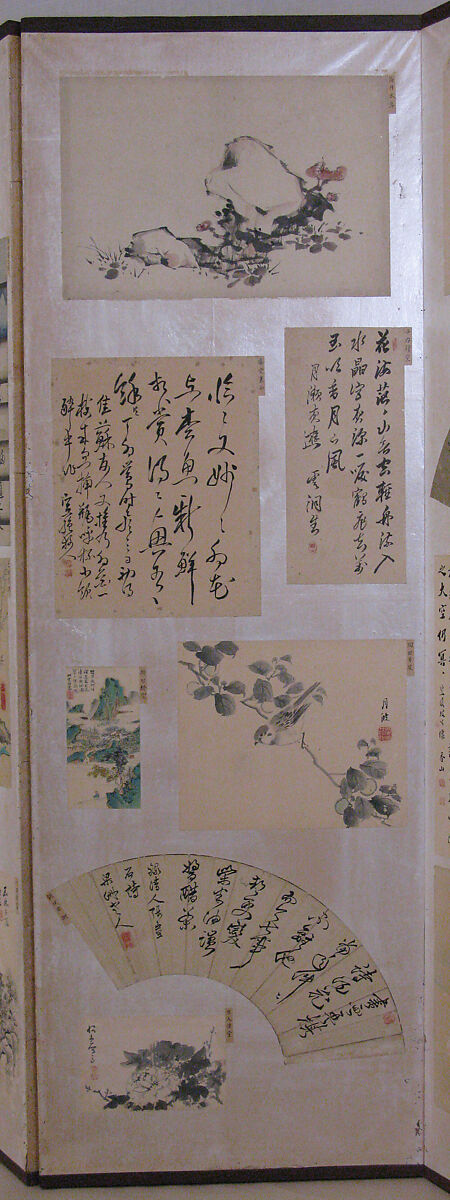【伊賀上野文人達の貼り混ぜ屏風　Paintings and Calligraphy by Literati of Iga Ueno】江戸時代