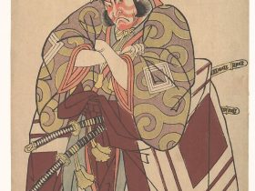 【五代目市川団十郎　Kabuki Actor Ichikawa Danjūrō V in a Shibaraku (Stop Right There!) Role】江戸時代‐勝川春章