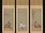【人麻呂、伊勢、小町　 Portraits of Three Famous Poets: Hitomaro (M) ・Ise (R) ・Komachi (L)】江戸時代‐佐光起、土佐光成、土佐光高