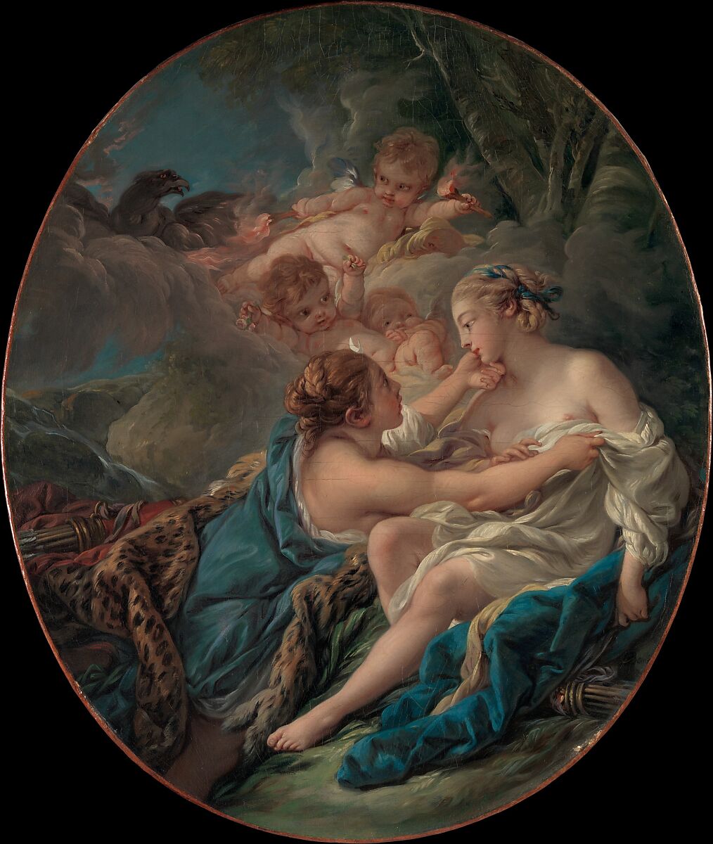 【ユーピテル（ジュピター）、ダイアナの姿をとる、そしてカリスト　Jupiter, in the Guise of Diana, and Callisto】フランス‐ロココ時代‐フランソワ・ブーシェ（François Boucher）