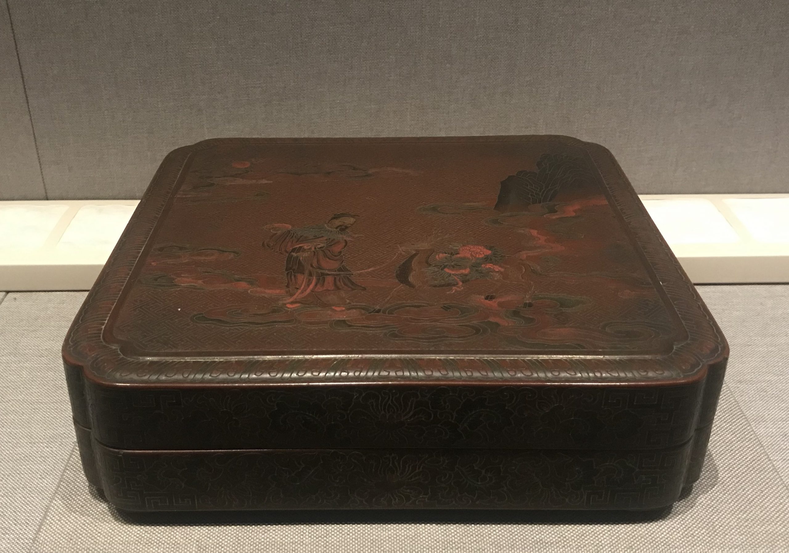 彫漆人物方盒-盧葵生-漆器-清時代-工藝美術館館-四川博物館-成都