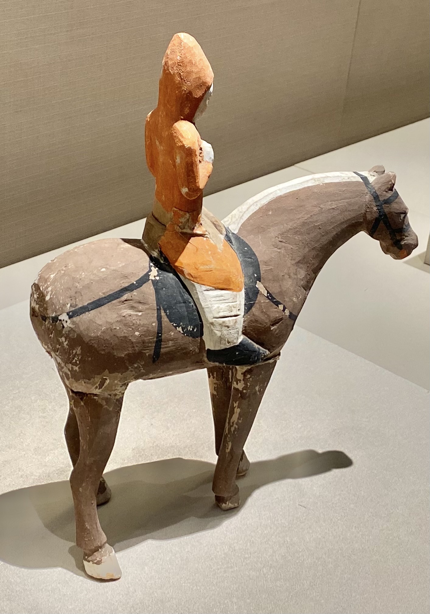 彩絵木彫騎馬武士俑-唐時代-巡回特別展【天歌長歌-唐蕃古道】-四川博物館