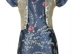 灰色提花紋上袖夾旗袍「海上の明月、軽い裾に風を追う-江南の貴族と海派チャイナドレス」上海大学博物館-海派文化博物館