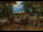 【旅行者たちのある森の道　A Woodland Road with Travelers】フランドル‐バロック時代風景画家‐ヤン・ブリューゲル・エルダー（Jan Brueghel the Elder）
