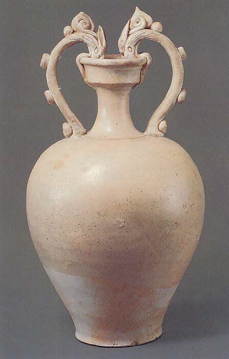 【白瓷雙龍耳壺　Amphora with dragon-shaped handles】中国‐隋唐時代