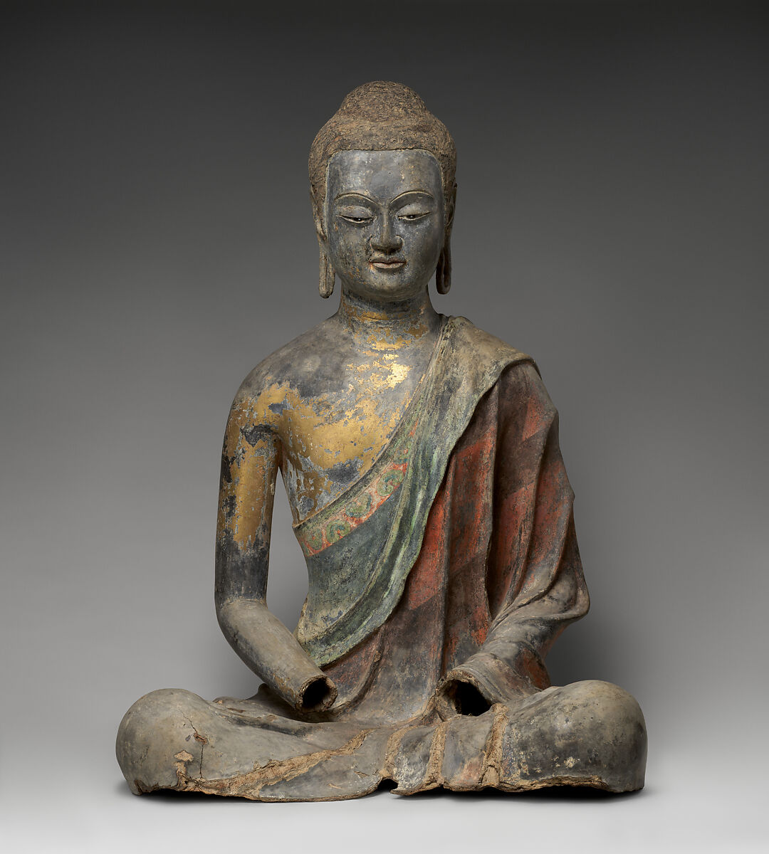 【彩繪塗金夾紵漆阿彌陀佛像　Buddha, probably Amitabha】唐時代‐仏教芸術