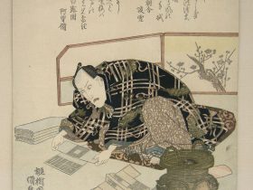 【浪花土産を作る七代目市川団十郎　Ichikawa Danjūrō VII Preparing New Year's Gifts】日本‐江戸時代‐歌川国貞