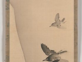 【三羽黒鳥図　Three Crows in Flight】日本‐江戸時代‐柴田是真