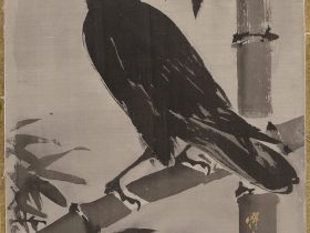 【竹に鴉図　Crow on a Bamboo Branch】日本‐明治時代‐河鍋暁斎