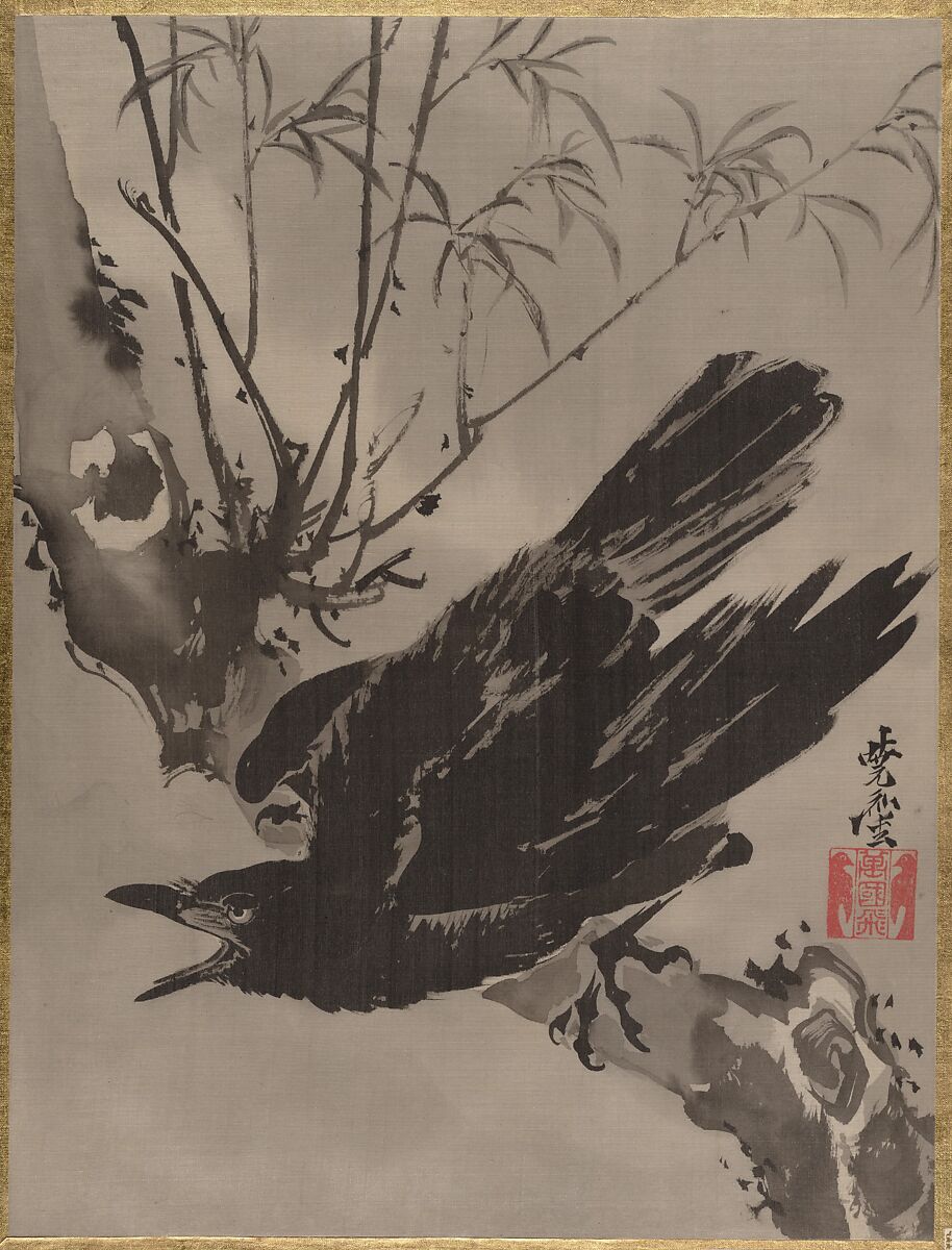 【木に鴉図　 Crow on a Branch】日本‐明治時代‐河鍋暁斎