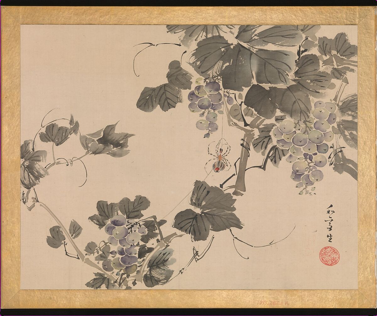 【桃に鶴図　Flowers and Birds】日本‐明治時代‐滝海舟