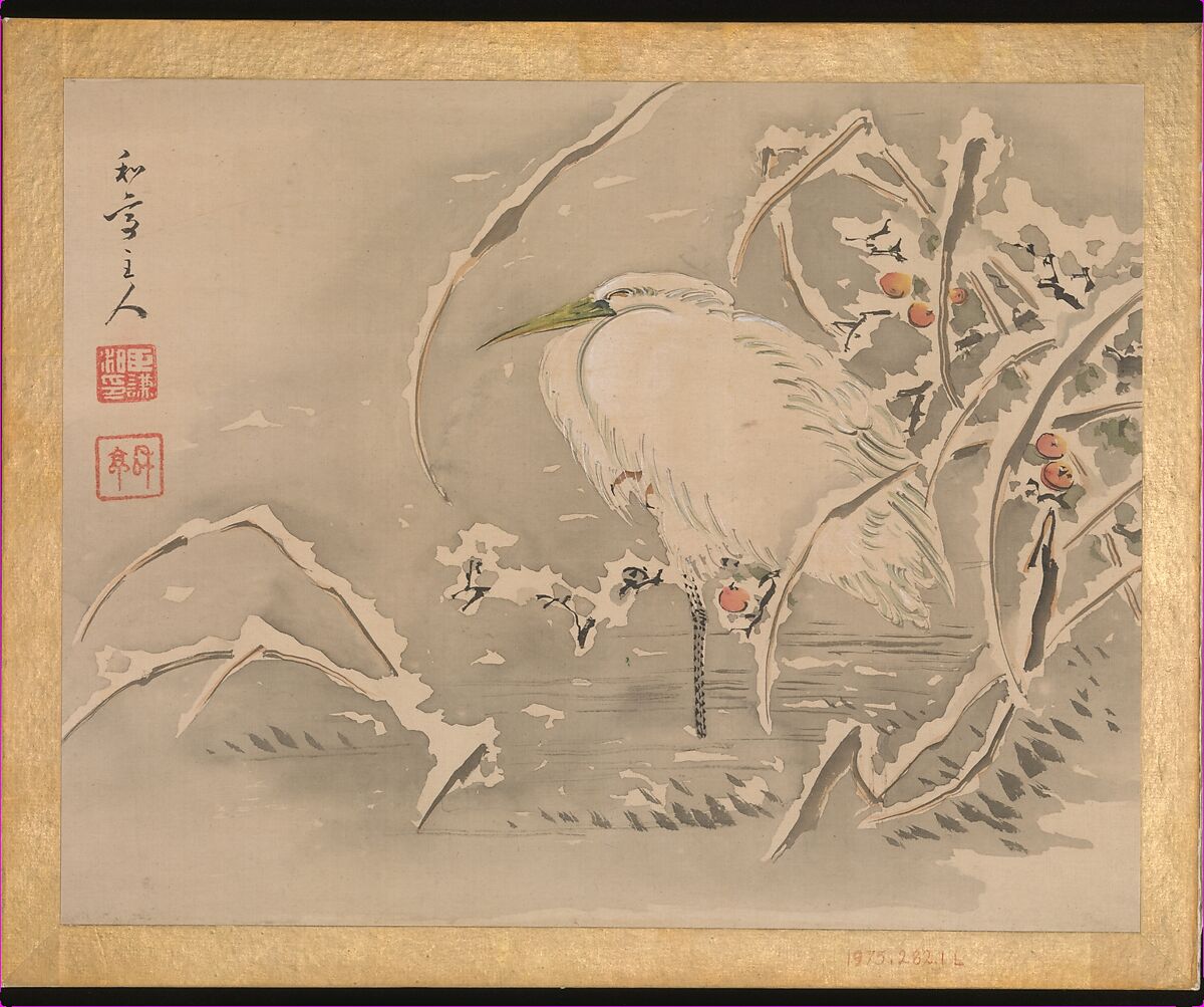 【桃に鶴図　Flowers and Birds】日本‐明治時代‐滝海舟