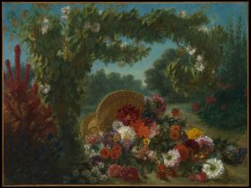 【花のかご　Basket of Flowers】フランス‐ロマン主義美術-オジェーヌ・ドラクロワ（Eugène Delacroix）