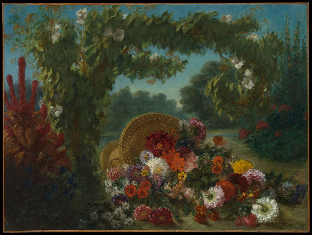 【花のかご　Basket of Flowers】フランス‐ロマン主義美術-オジェーヌ・ドラクロワ（Eugène Delacroix）