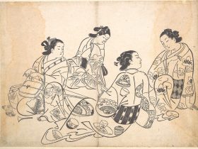 【四人の女性の集まり　Group of Four Women】日本‐江戸時代‐奥村政信（Okumura Masanobu）