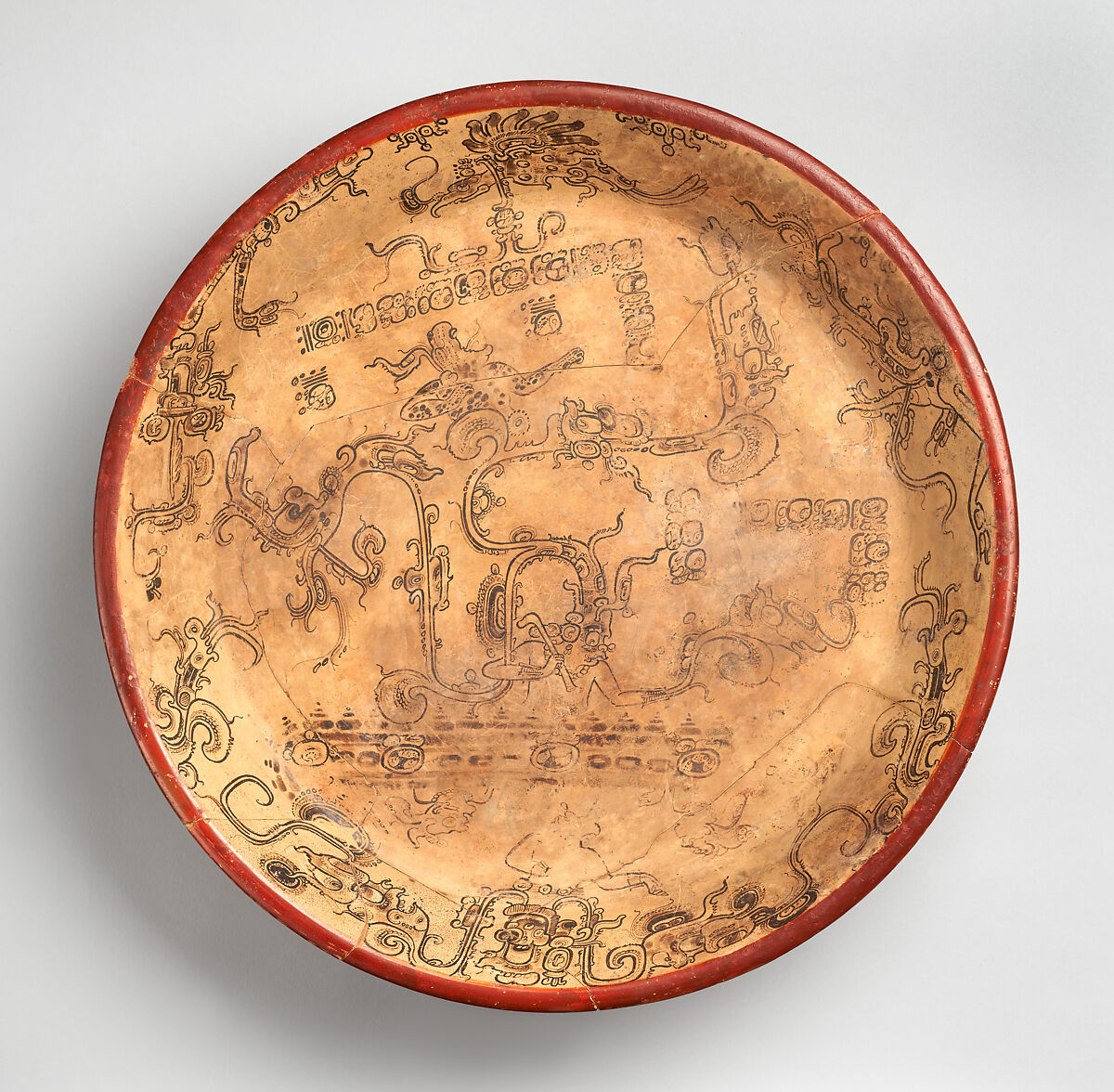 【神話の場面を描いた三脚皿　Tripod plate with mythological scene】メキシコ‐マヤ文化