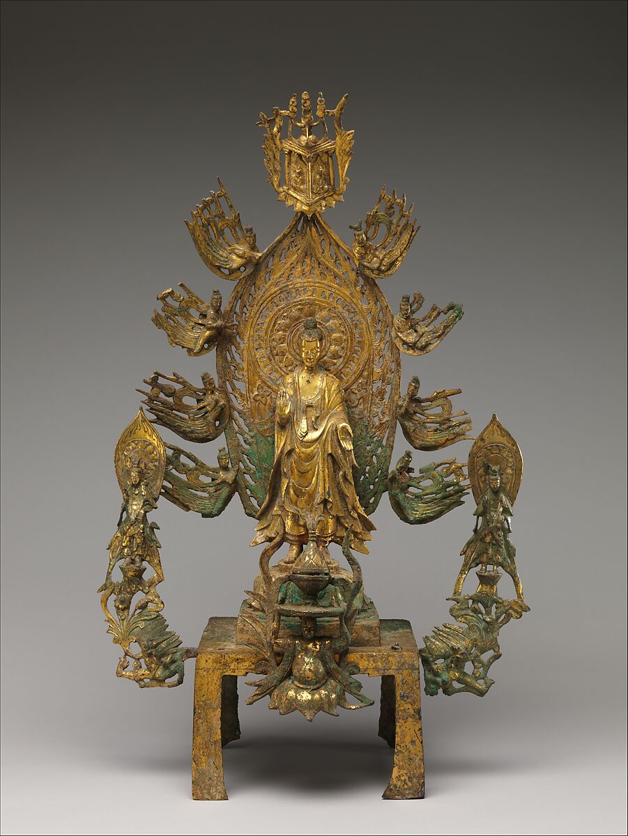 【鎏金青銅彌勒佛像　Buddha Maitreya (Mile) altarpiece】中国‐北魏時代‐弥勒菩薩