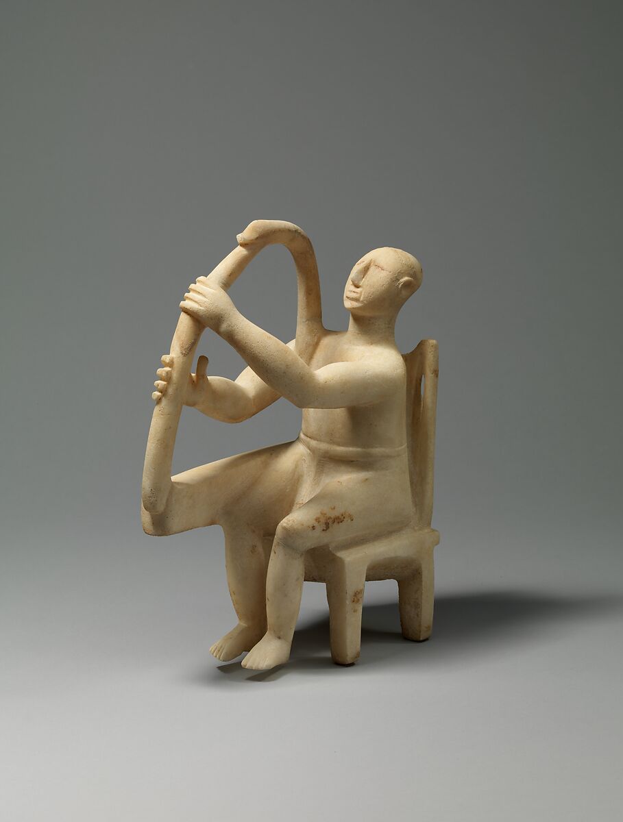 【大理石の座ったハープ奏者　Marble seated harp player】ギリシャ‐サイクラディック文化