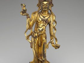 【青銅鎏金觀音菩薩像　Bodhisattva Avalokiteshvara (Guanyin)】中国‐唐代