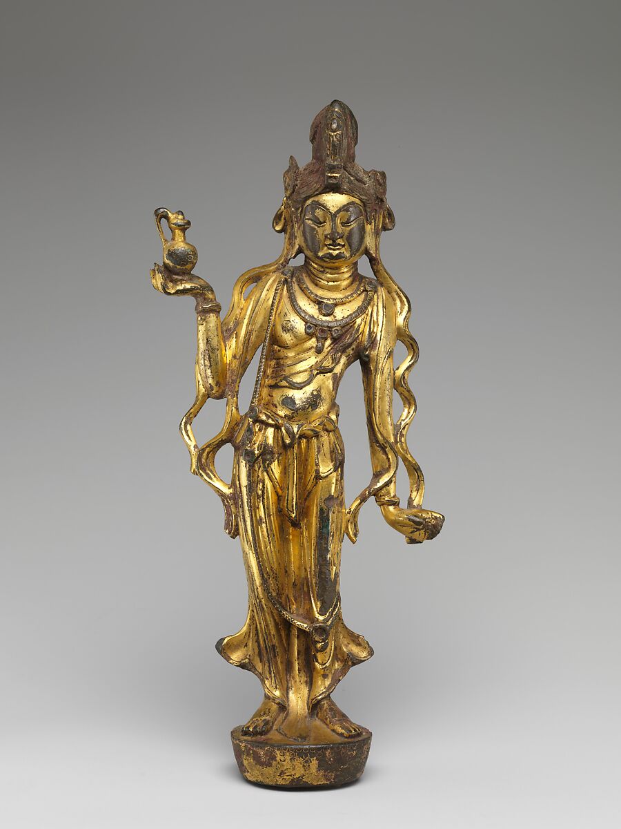 【青銅鎏金觀音菩薩像　Bodhisattva Avalokiteshvara (Guanyin)】中国‐唐代
