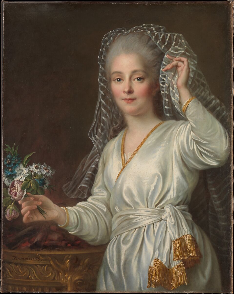 【ヴェスタの聖女として若い女性肖像　Portrait of a Young Woman as a Vestal Virgin】フランス‐ロココ美術‐フランソワ・ウベール・ドゥルア（François Hubert Drouais）