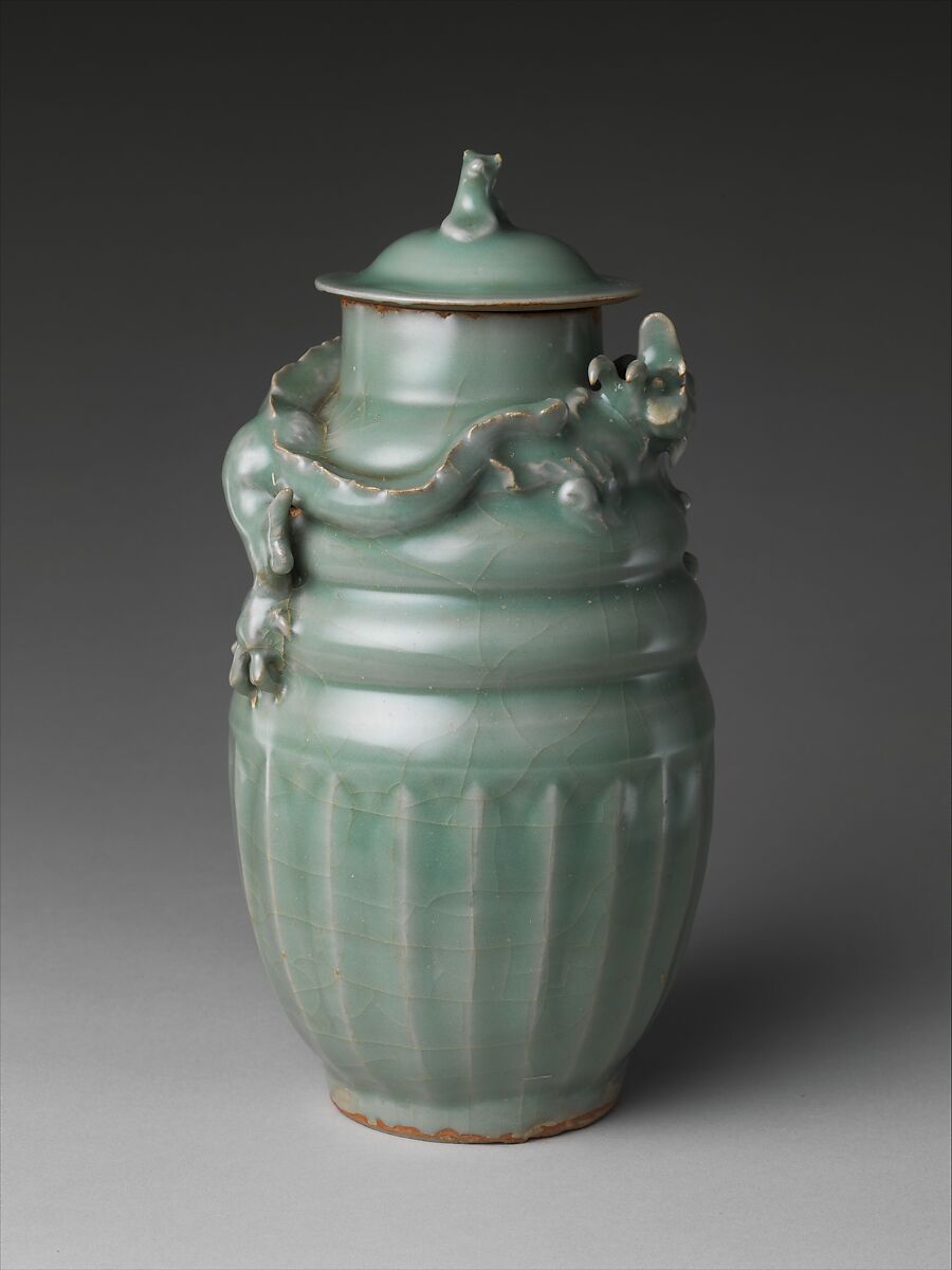【龍紋埋葬用壺　Funerary jar with dragon】中国‐南宋時代‐青磁釉