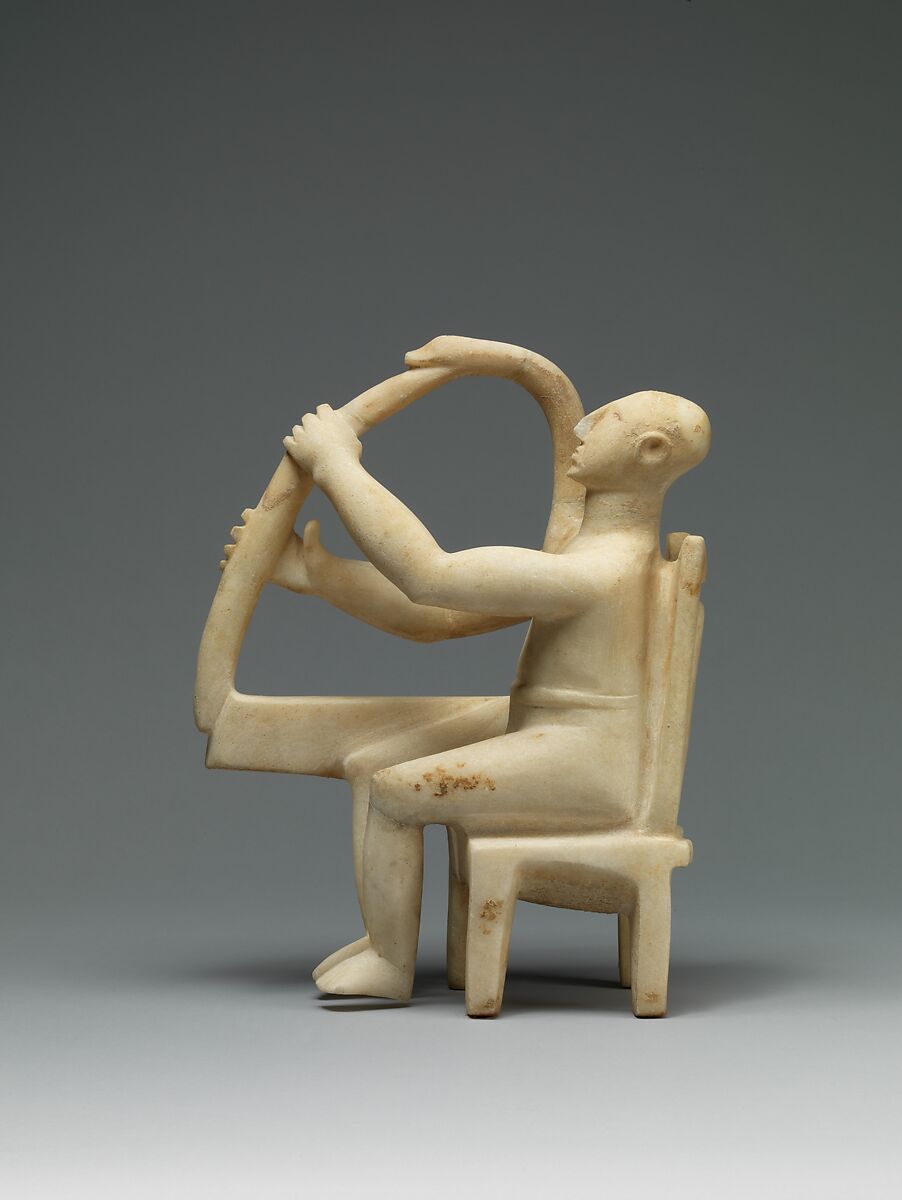 【大理石の座ったハープ奏者　Marble seated harp player】ギリシャ‐サイクラディック文化