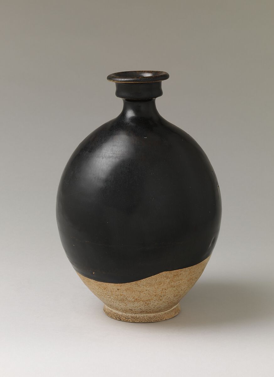【黑釉陶瓶　Vase】中国‐唐時代