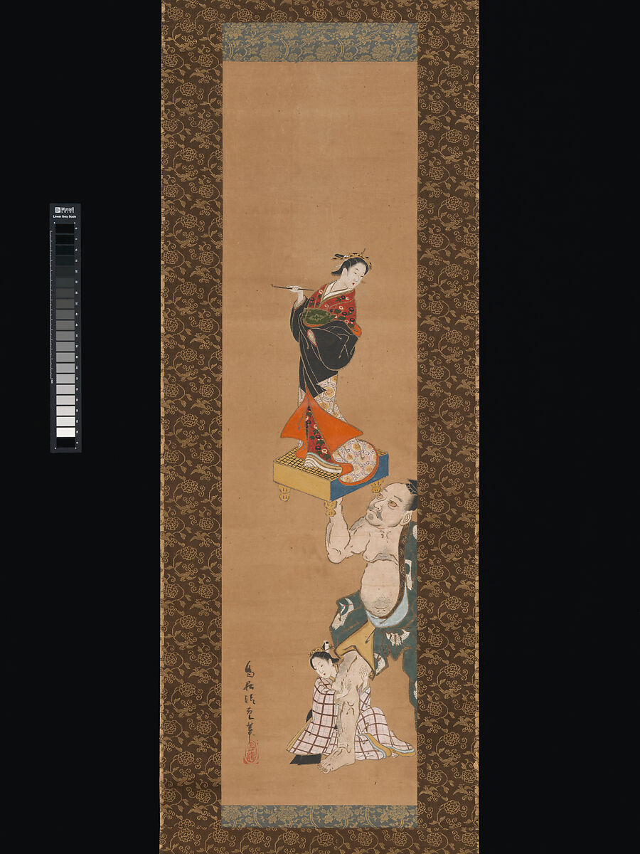 【朝比奈義秀図　 The Warrior Asahina Yoshihide Lifting a Puppet of a Courtesan on a Go Board】日本‐江戸時代‐鳥居清重