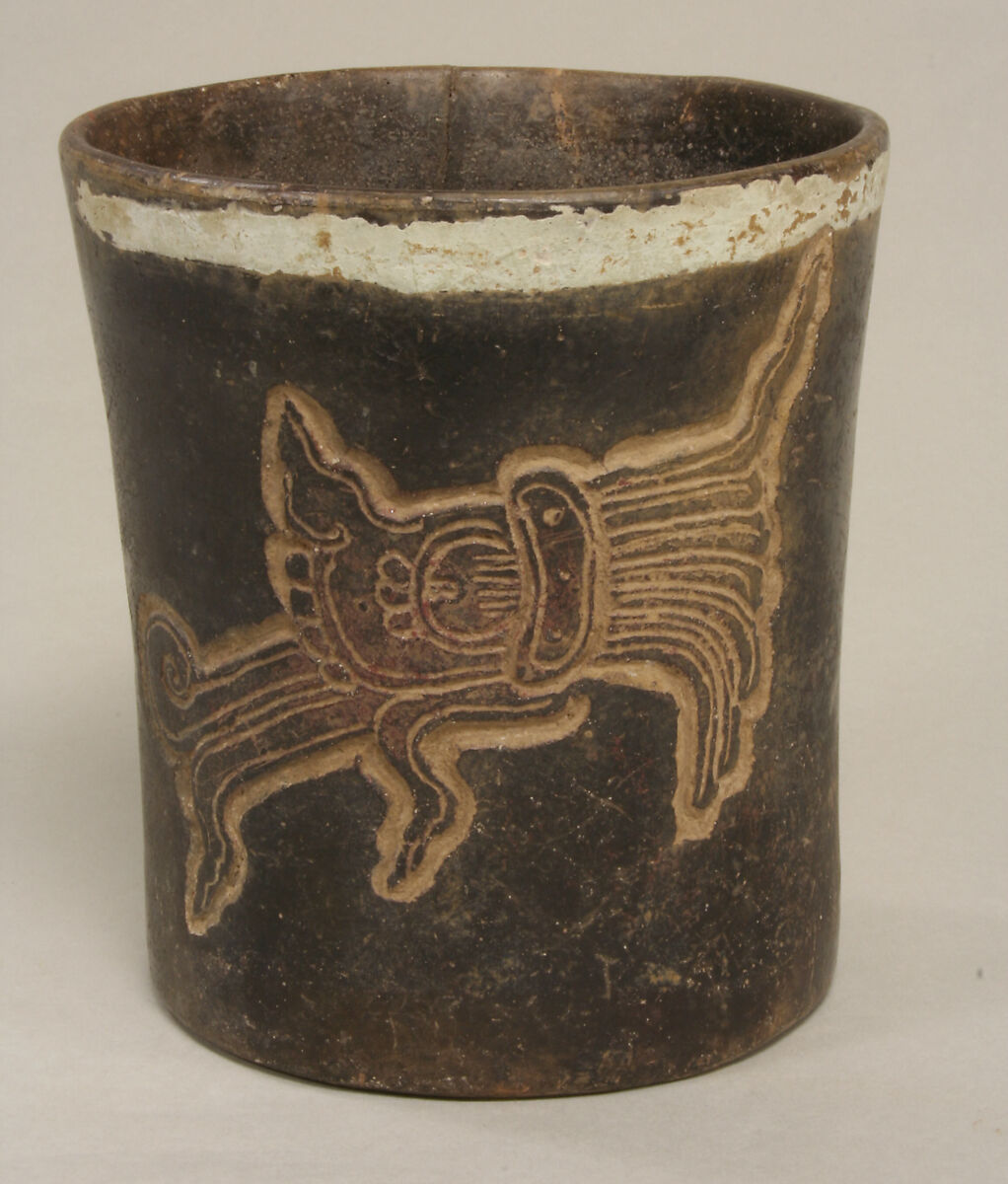 【彫刻紋円筒形容器　 Cylinder Vessel】メキシコ‐メソアメリカ‐マヤ文化