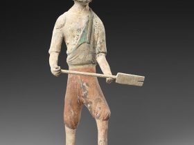 【彩絵陶持鏟男俑　Man with a shovel】中国‐唐代