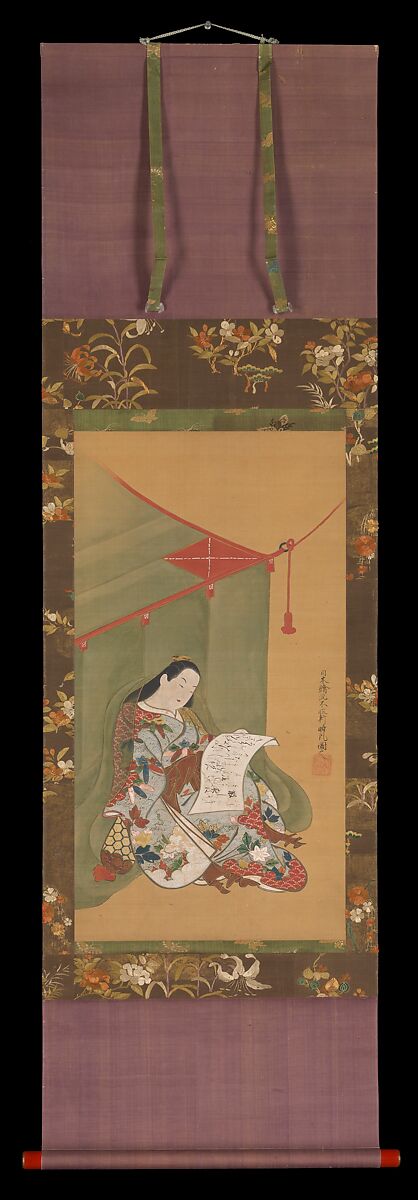 蚊帳美人図 Woman Reading under a Mosquito Net】日本‐江戸時代‐不非