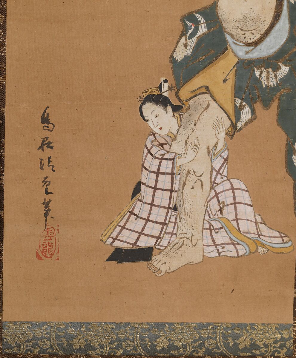 【朝比奈義秀図　 The Warrior Asahina Yoshihide Lifting a Puppet of a Courtesan on a Go Board】日本‐江戸時代‐鳥居清重