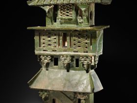 【鉛綠釉陶明器建築模型　Central Watchtower】中国‐東漢時代