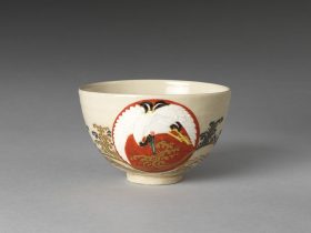 【色絵日之出鶴文茶碗　Teabowl with Rising Sun and Crane】日本‐江戸時代‐永楽宝全