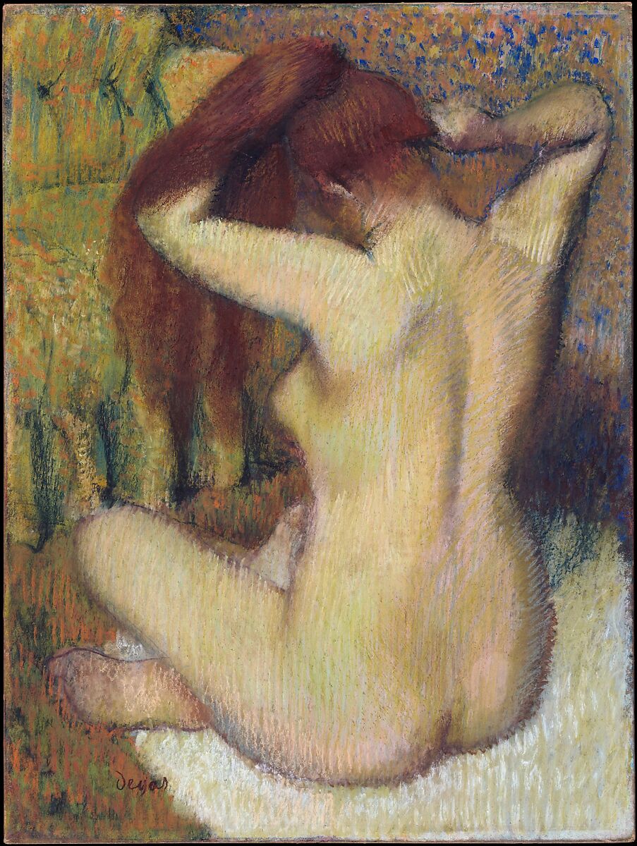 【髪をとかす女性　 Woman Combing Her Hair】フランス‐エドガー・ドガ（Edgar Degas）‐印象派