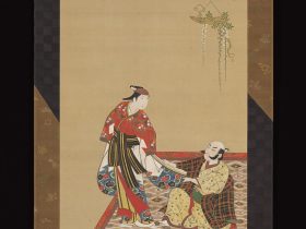 【武士と若衆　Samurai and Wakashu (Male Youth)】日本‐江戸時代‐宮川一笑