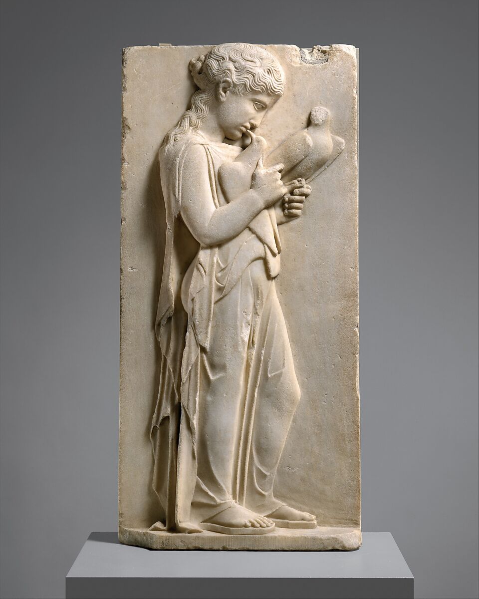 【大理石の少女像墓碑　Marble grave stele of a little girl】古代ギリシャ‐古典期