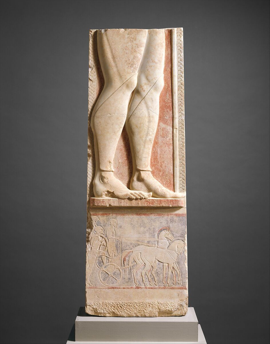 【重装歩兵（歩兵）大理石のステレ（墓標）の破片　 Fragment of the marble stele (grave marker) of a hoplite (foot soldier)】古代ギリシャ‐古典期
