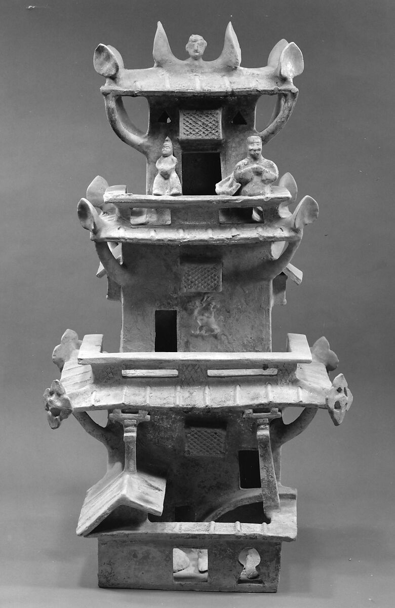 【鉛綠釉陶明器建築模型　Central Watchtower】中国‐東漢時代