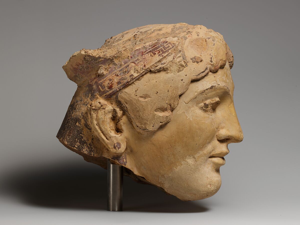 【テラコッタ製の女性頭部】古代ギリシャ‐アルカイック期