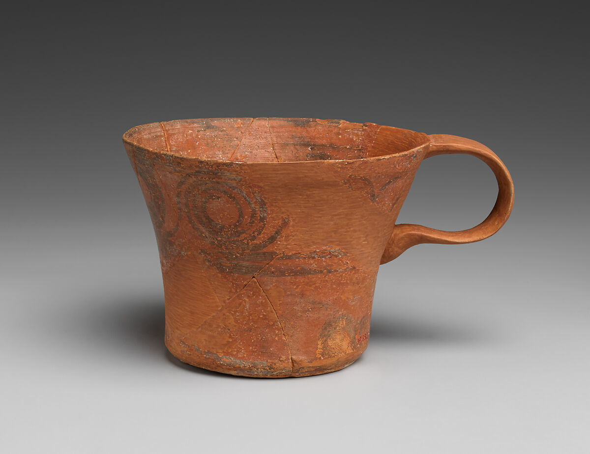 【テラコッタ製片手持ちカップ　Terracotta one-handled cup】古代ギリシャ‐ミノア文化後期