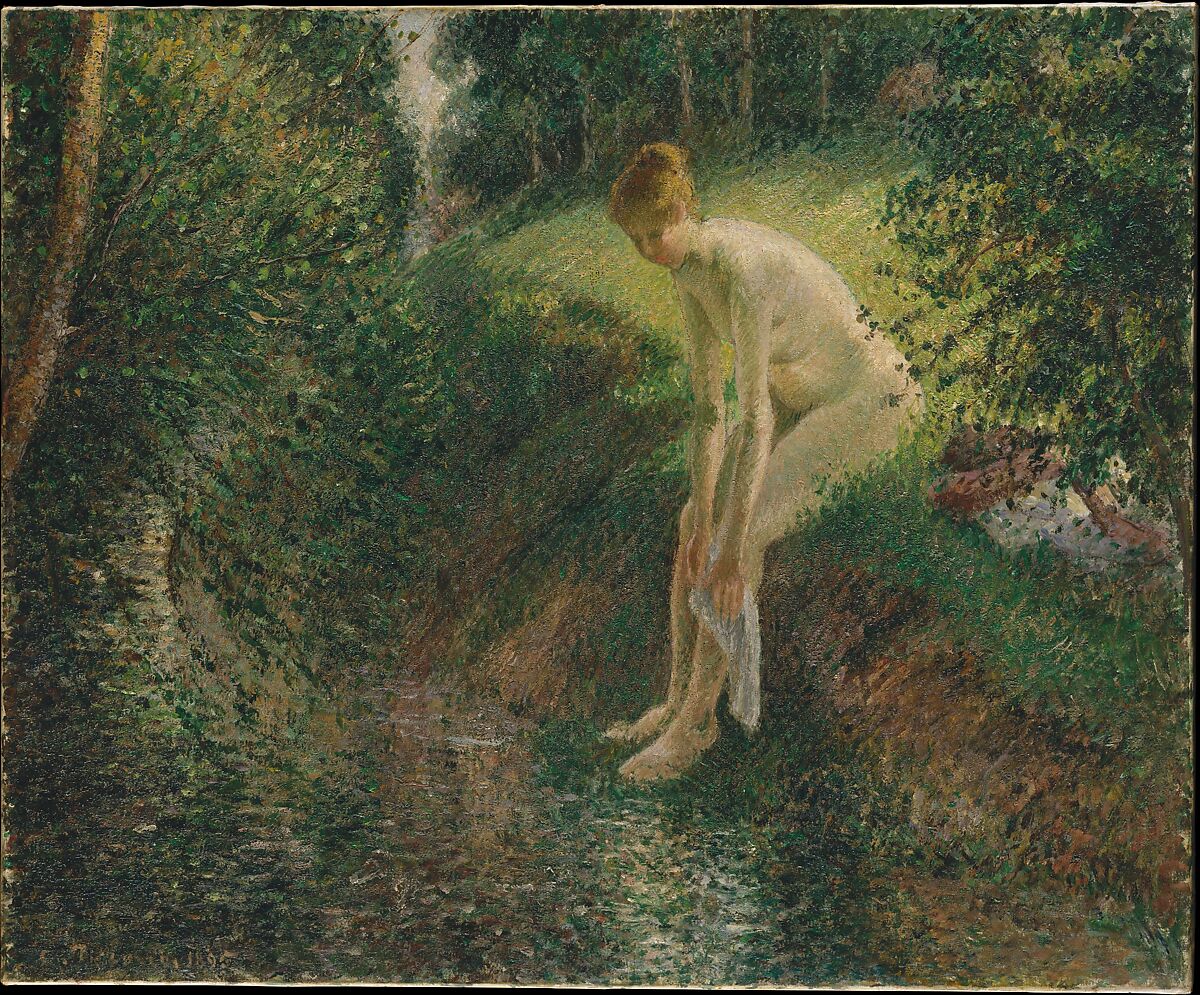 【森の中の入浴者　Bather in the Woods】フランス‐カミーユ・ピサロ（Camille Pissarro）‐印象派