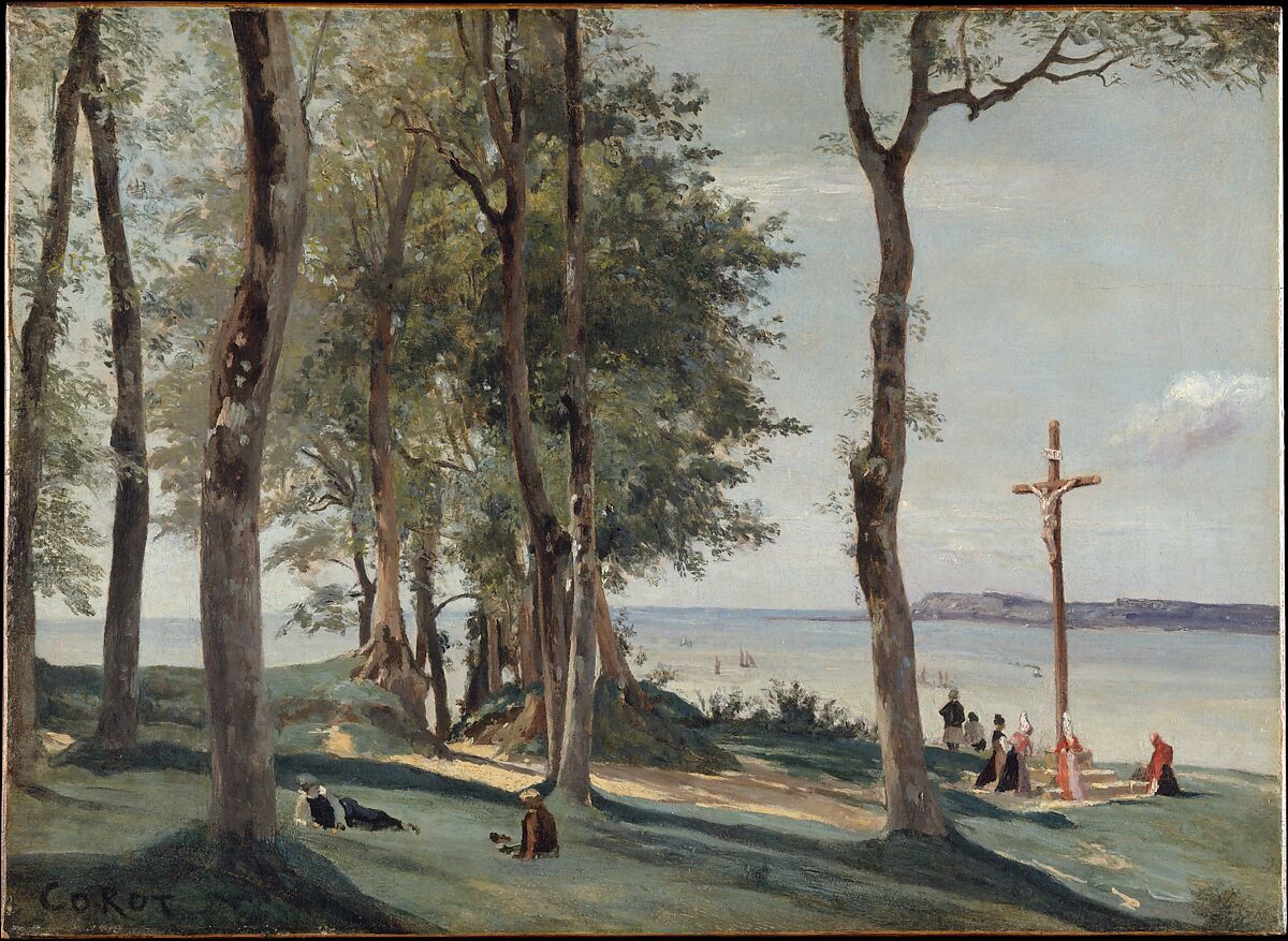 【オンフルール：カルバリー　Honfleur: Calvary】フランス‐現実主義‐バルビゾン派‐カミーユ・コロー（Camille Corot）