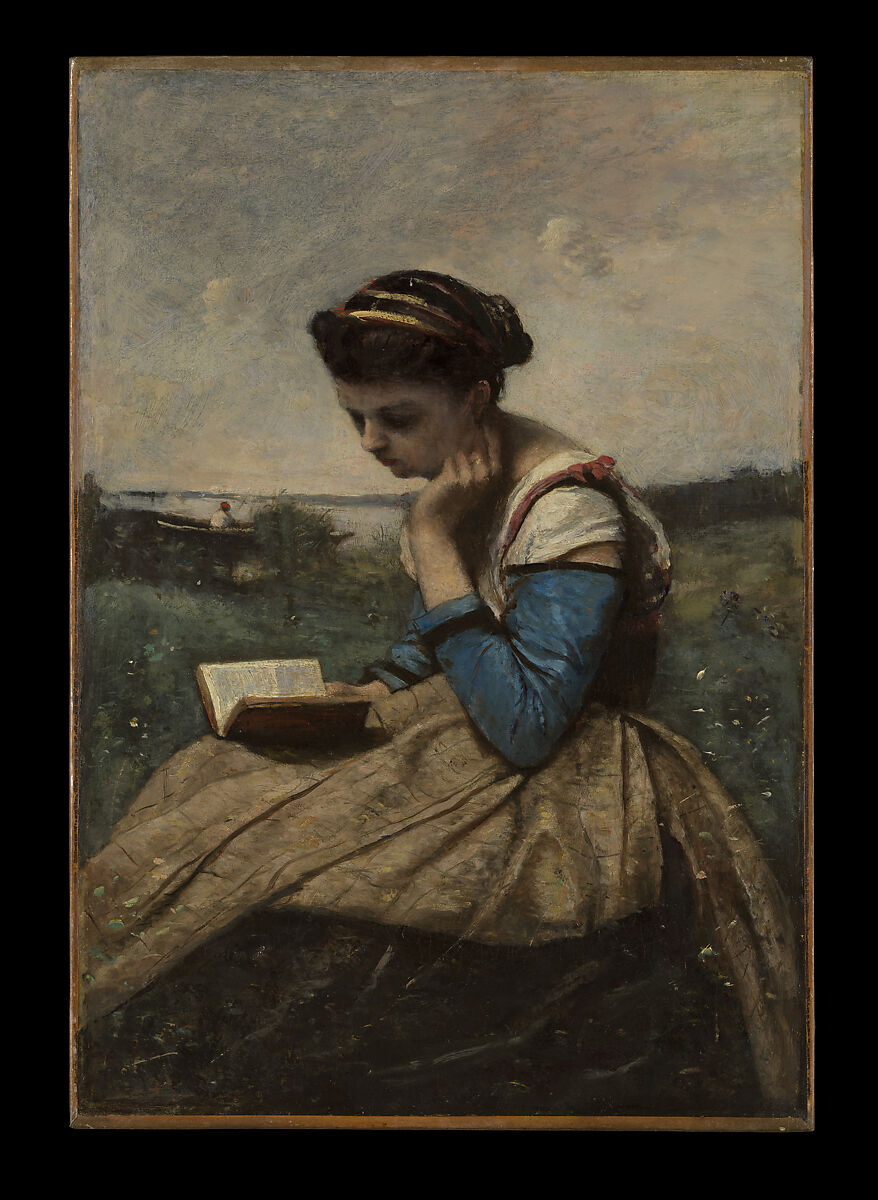【読書の女性　 A Woman Reading】フランス‐現実主義‐バルビゾン派‐カミーユ・コロー（Camille Corot）