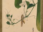 【主題の漆絵: 蔓にいるバッタ　Lacquer Paintings of Various Subjects: Grasshopper on Gourd Vine】日本-明治時代‐柴田是真