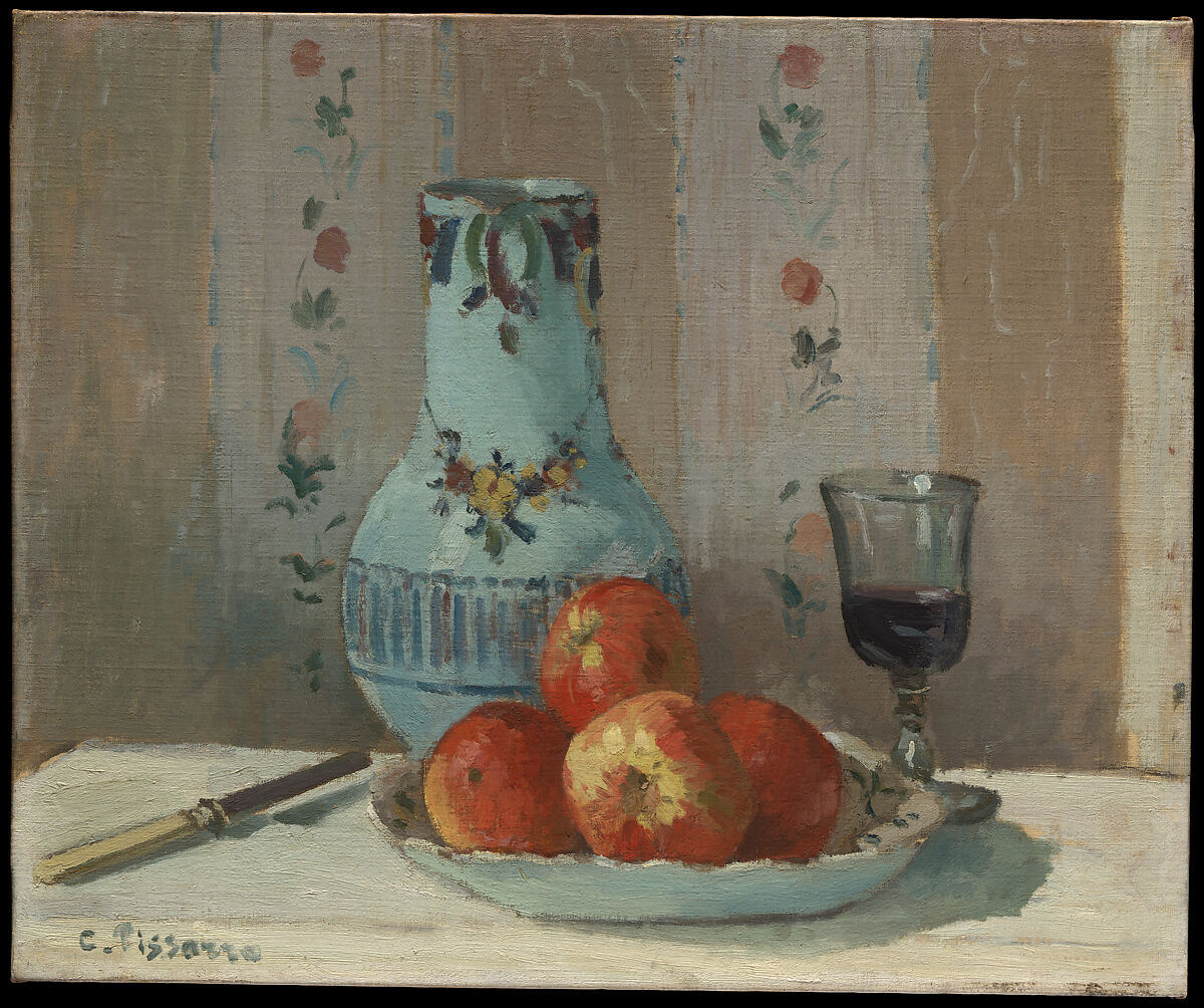 【リンゴと水差しの静物　Still Life with Apples and Pitcher】フランス‐カミーユ・ピサロ（Camille Pissarro）‐印象派